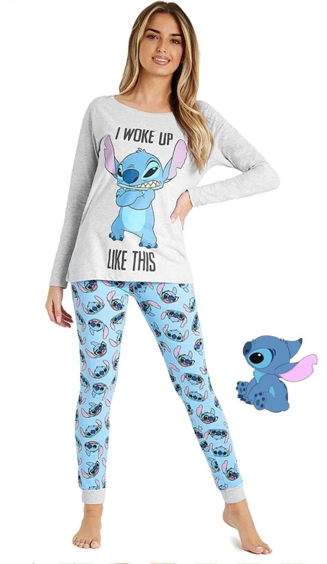 Disney Lilo and Stitch Womens Pyjamas, SIZE S,M,L, Ladies Cotton Pjs GIFT  Lounge