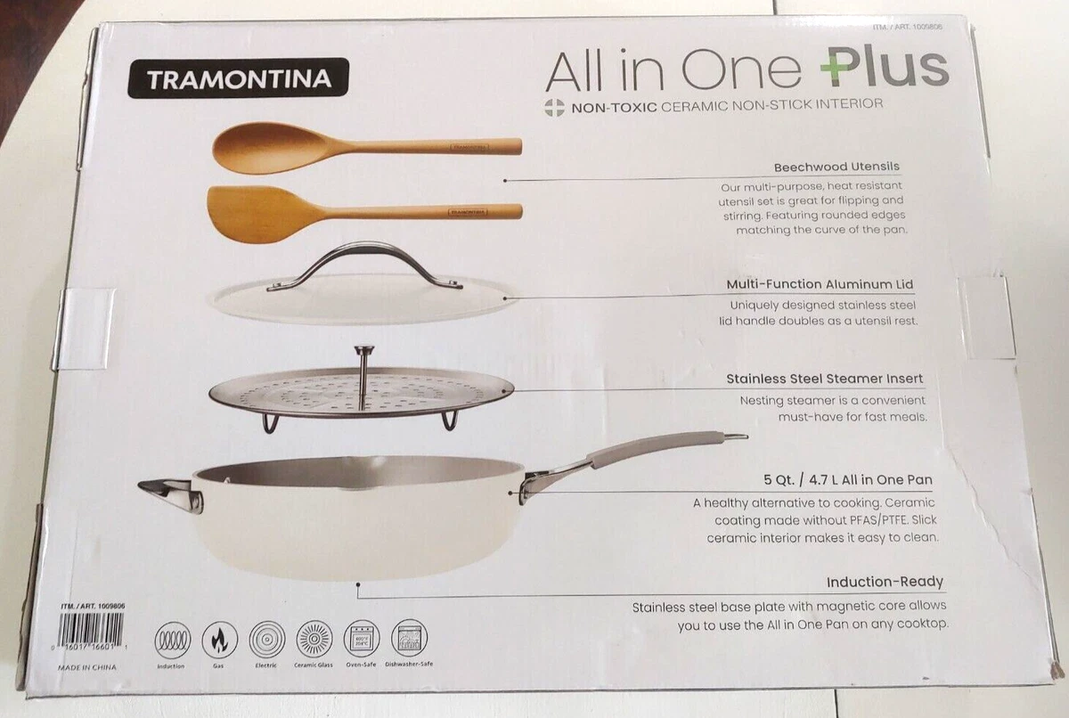 Tramontina All in One Plus 5 pc Set Non-Toxic Ceramic Non-Stick (White) - 170