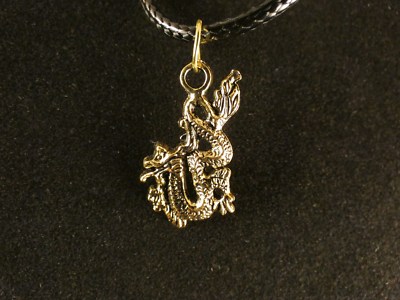 Anhänger mit Kette 24 Karat Vergoldet Drache Dragon China Glück 