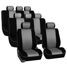 3 Row Car Seat Covers Edgy Piping Style 8 Seaters