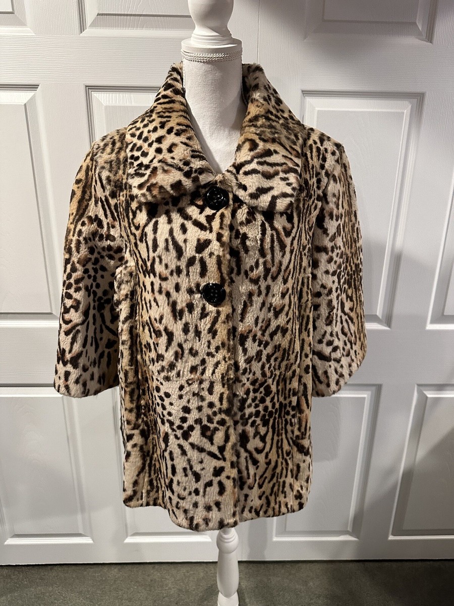 Lord Taylor 100% Rabbit Fur Coat Jacket 3/4 Bell Sleeve Size