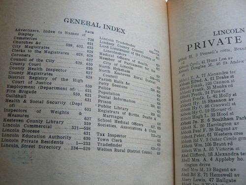 Kellys Directory of Lincoln and North Hykeham.1974.Names.Streets.Trades.Roads - Picture 4 of 15