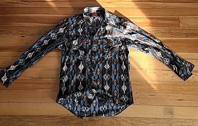 Rock & Roll Denim Modern Fit Long Sleeve Mens Large Vertical Southwestern, Aztec