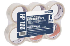Shurtape HP 100 Light Duty Shipping and Packaging Tape, Clear, 6-Roll Pack