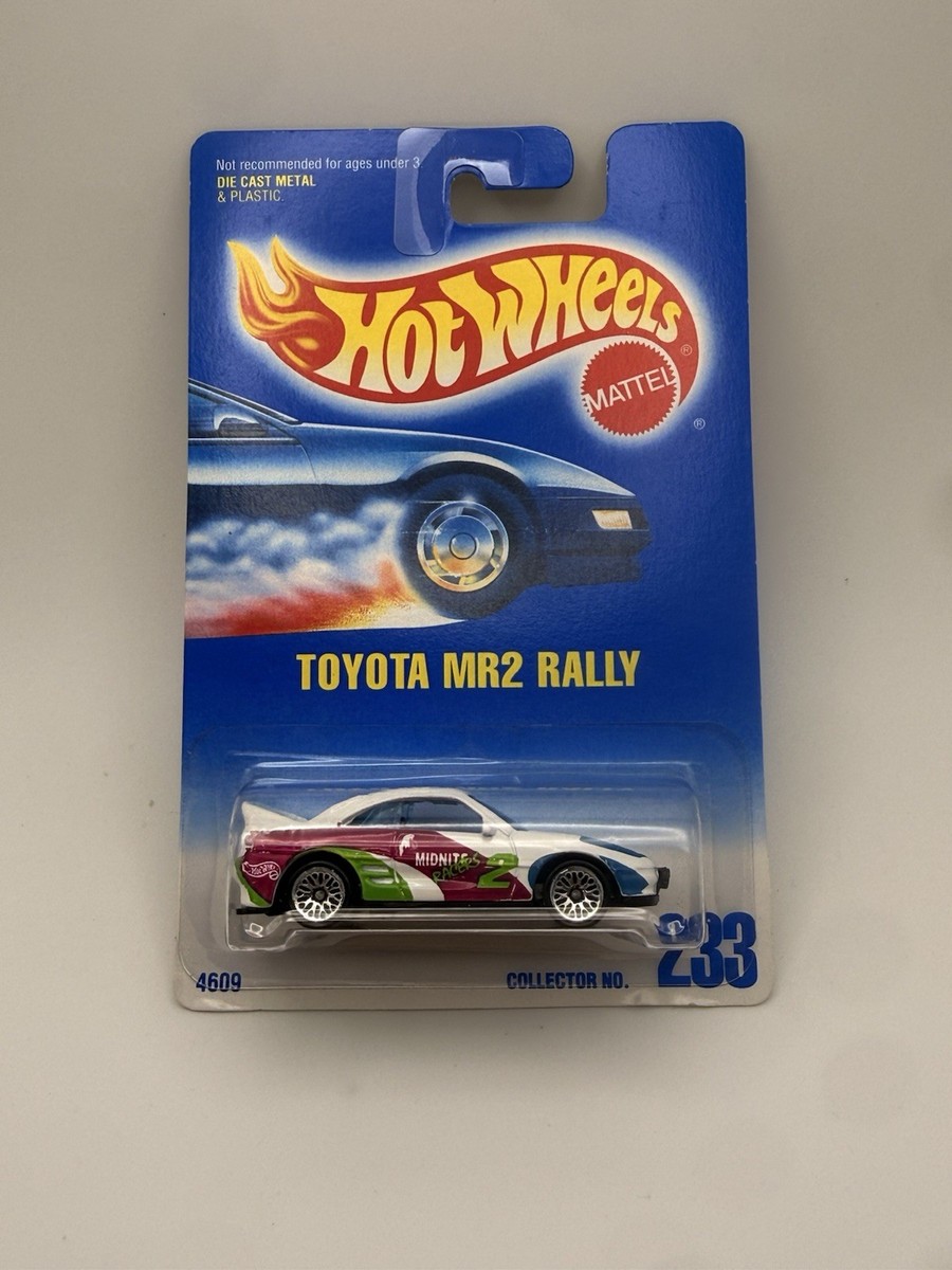 1991 Hot Wheels Blue/White Card #233 TOYOTA MR2 RALLY White w/Lace