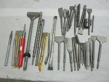 Lot of SDS Max + Other Chisel Scraper Hammer Drill bits + Other Tools