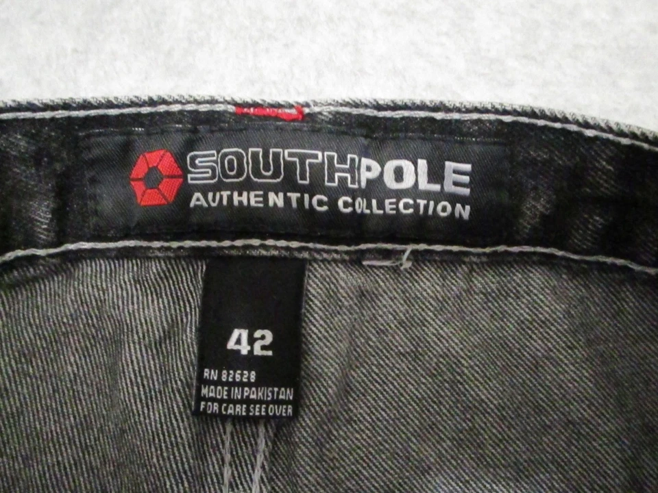 VTG Southpole Jeans Mens 40 Black Red Tab Baggy Wide Leg Hip Hop Y2K Denim - Image 4 of 4