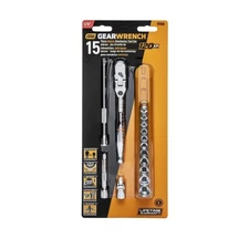 Gearwrench 1/4" Metric 120XP Locking Flex Head Ratchet & Stubby Socket Set 81390