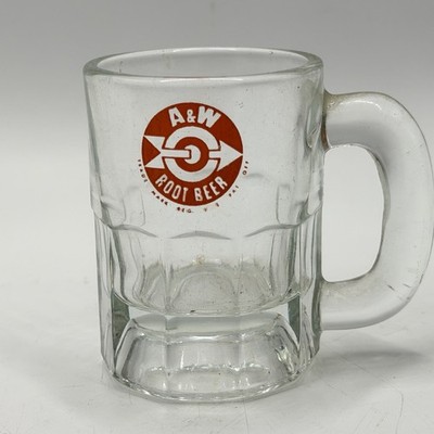 Vintage A&W Logo All American Food Shot Glass AW Root Beer Mug 3.5  Burgers
