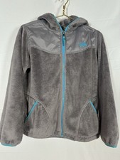 The North Face Osito Jacket Gray Turquoise Fleece Full Zip Outdoor Girl's Sz 18