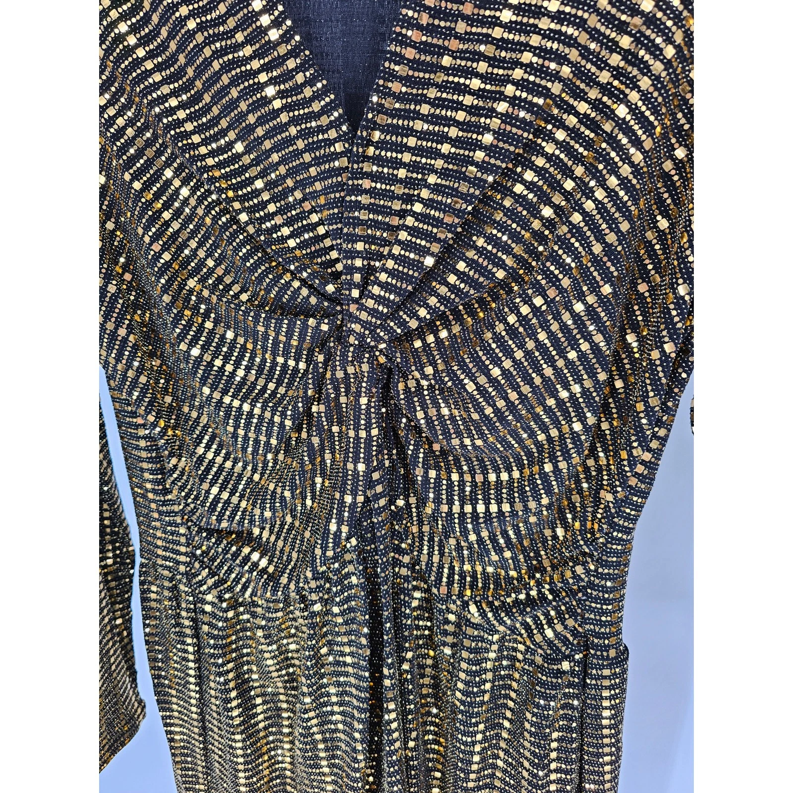 Abito da festa Michael Kors donna oro metallizzato scollo a V cambio taglia XL