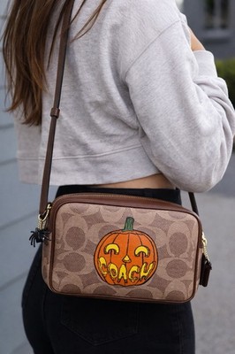 Coach Jamie Camera Bag Signature Canvas Pumpkin Halloween Tan Multi CCK86