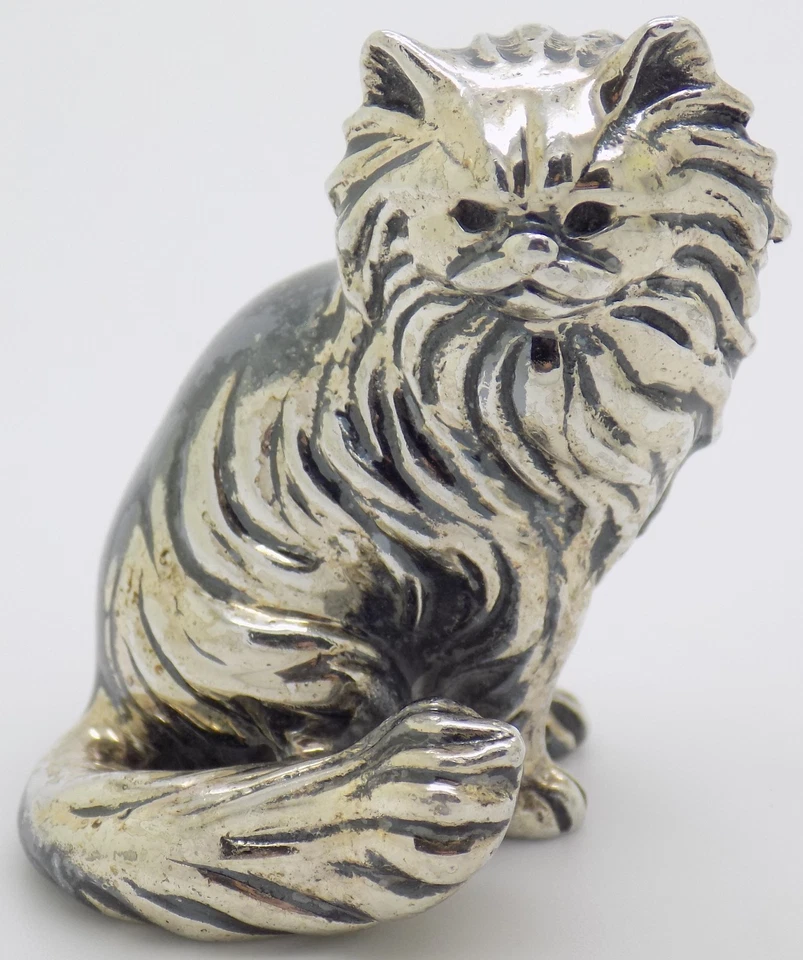 Estatuilla de gato Saturno vintage italiana hecha a mano de plata de ley 925 miniatura sólida Foto 4 de 4