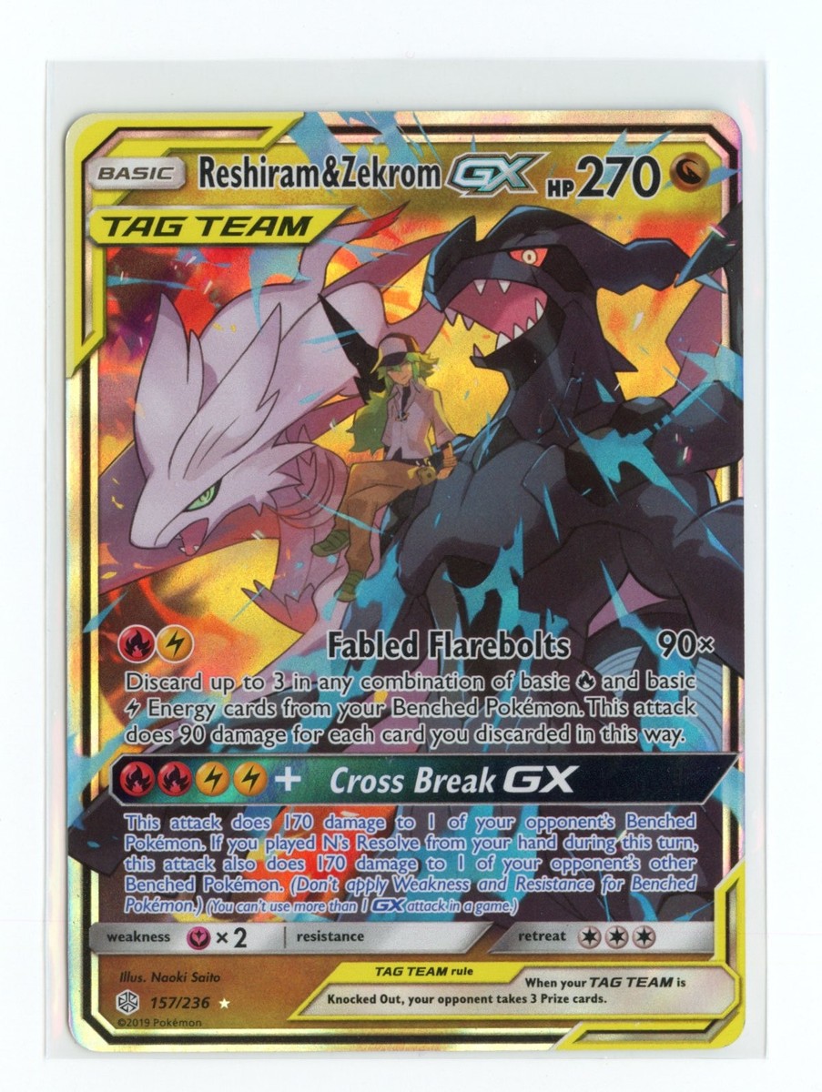 Reshiram & Zekrom GX 157/236 Ultra Rare Holo Cosmic Eclipse