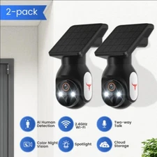 Set of 2 WirelessSurveillance Cameras Featuring a power up Solar Panel.