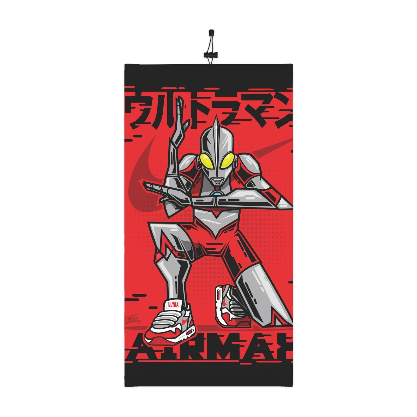 Retro Robot Warrior neck gaiter | Winter neck gaiter with drawstring