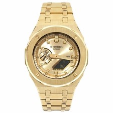 Casio G-Shock GA2100GB Gold Dial Full Metal Custom Yellow Color Stainless Steel