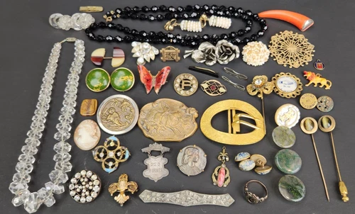 Antique Victorian & Art Deco Estate Jewelry Lot Gold Filled Sterling Jet Lot #2