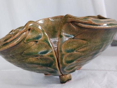 Vintage Studio Pottery Bowl Green 9" Stamp Sign Perfect Condition - Picture 5 of 15