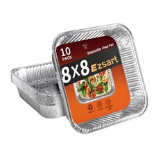 Aluminum Pans 8x8-10 Pack Disposable Foil Pans, Heavy Duty Aluminum Roasting ...