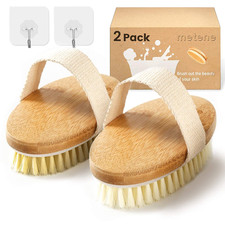 Dry Brushing Body Brush with Soft and Stiff Natural Bristles, Body Exfoliating/M