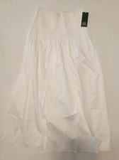 NEW WOMEN'S SMALL WILD FABLE WHITE COTTON SMOCKED WAIST MAXI SKIRT W/ SIDE SLIT