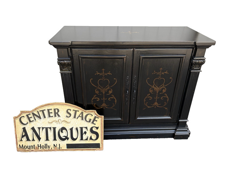 66991   Decorator Stenciled  Storage Cabinet Sideboard Buffet Liquor Cabinet