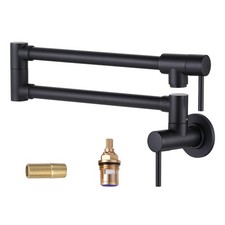 Brass Made Pot Filler Faucet, ALEASHA Matte Black Pot Filler, Wall Mount Folding