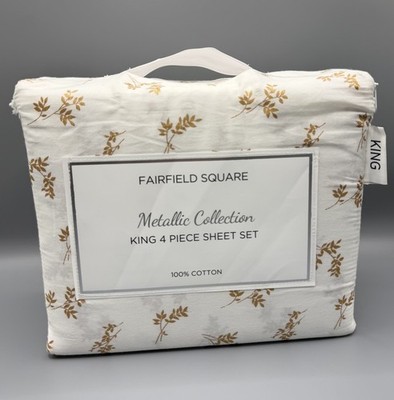 Fairfield Square Gold 300-Thread Count Metallic Cotton 4-Pc. KING Sheet Set