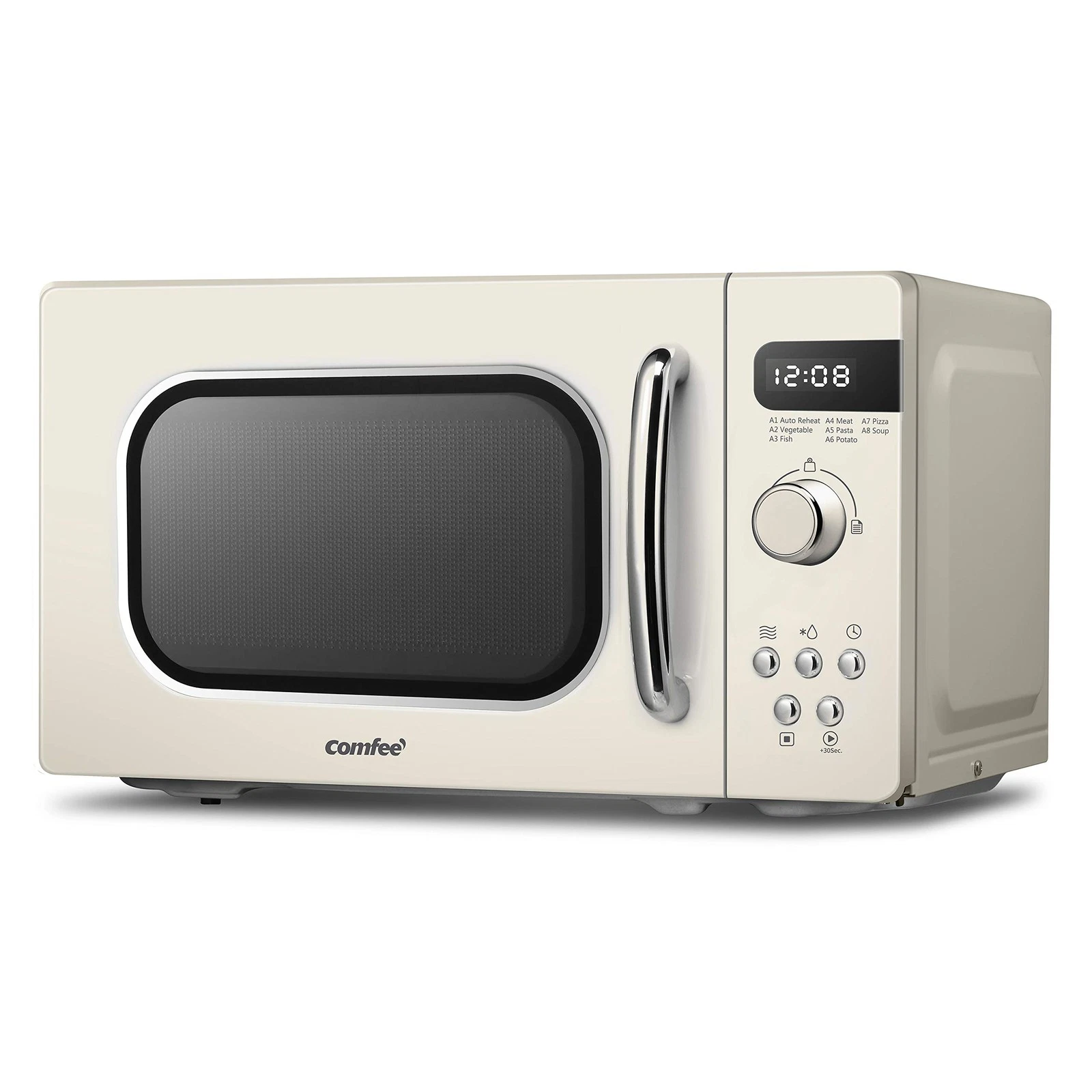COMFEE' Retro Style 800w 20L Microwave Oven with 8 Auto Menus, 5 20L, Cream