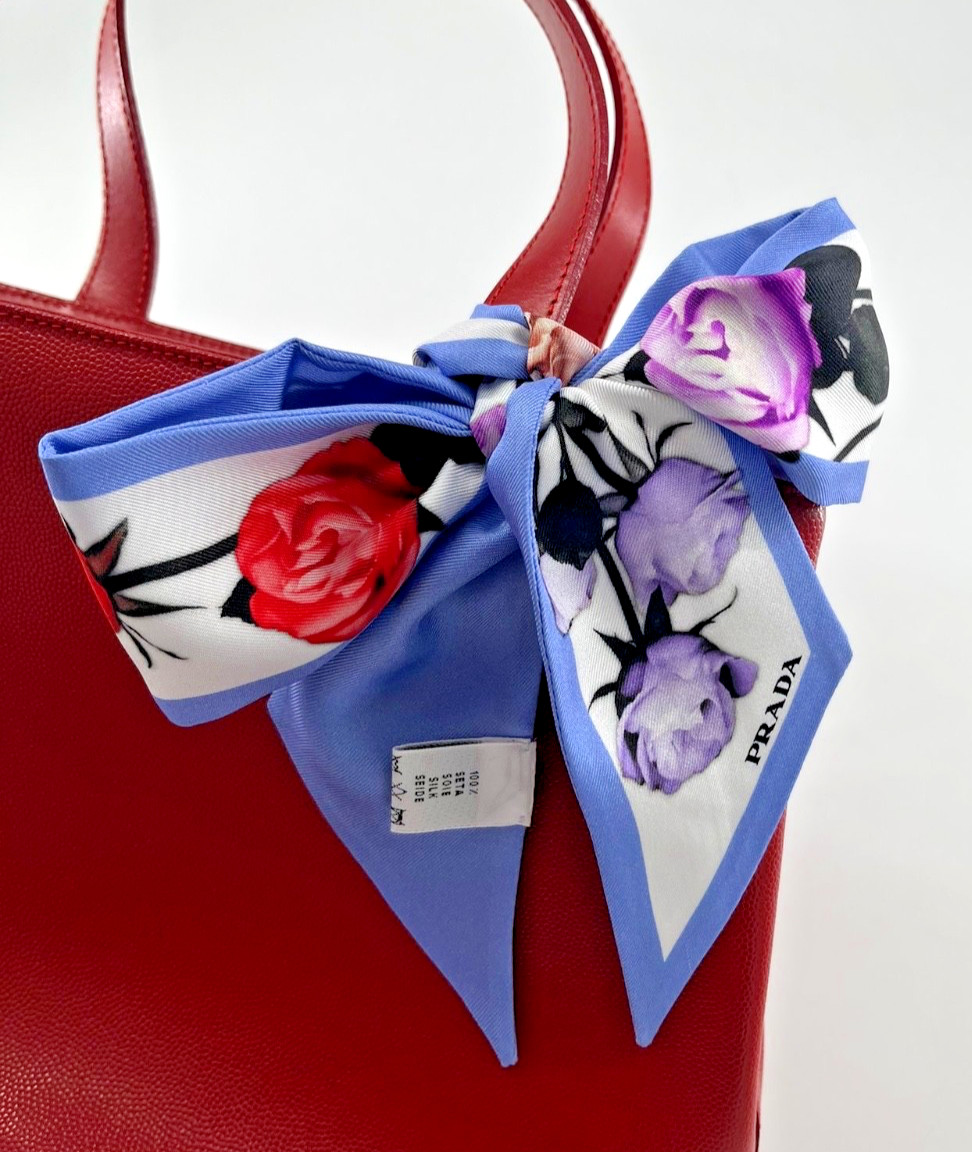 Authentic PRADA Skinny Silk Scarf New Never Used Made in Italy