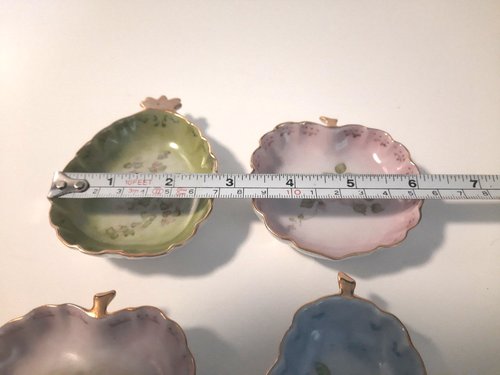 VTG-Porcelain-Hand Painted Fruit Shaped w/Floral Designs-Berry Bowls-Gold Edges - Picture 13 of 17