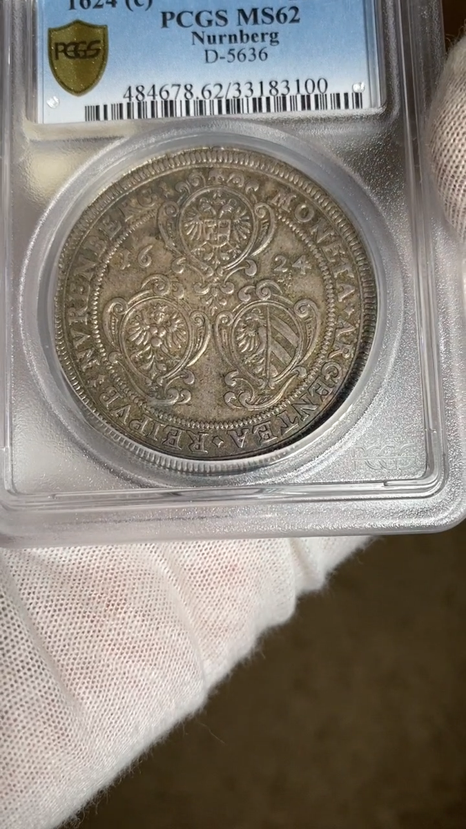 🏆 Top Pop! Germany States Nurnberg 1624 Taler Coin Thaler PCGS MS