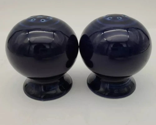 Fiestaware Cobalt Blue Salt & Pepper Set Round Homer Laughlin 3”