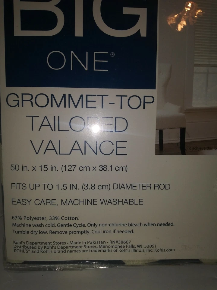 The Big One Grommet Top Tailored Valance 50in X 15in Two Pack Polyester - Image 2 of 4