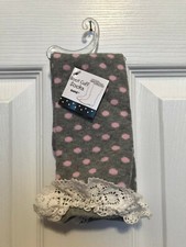 Boot Cuff Socks Ganz Brand Gray Polka Dots White Lace Size 3 BRAND NEW