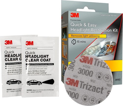 3M Quick and Easy Headlight Restoration Kit Removes Light Yellowingin 15-Minutes - Picture 2 of 5