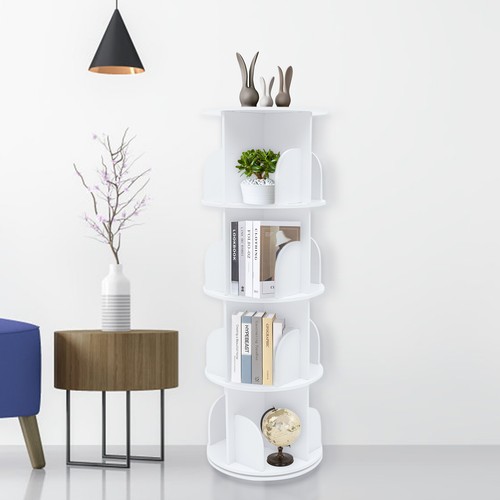 4 Tiers 360° Rotating Bookshelf Bookshelf Organizer Floor Standing Storage Shelf - Picture 14 of 14
