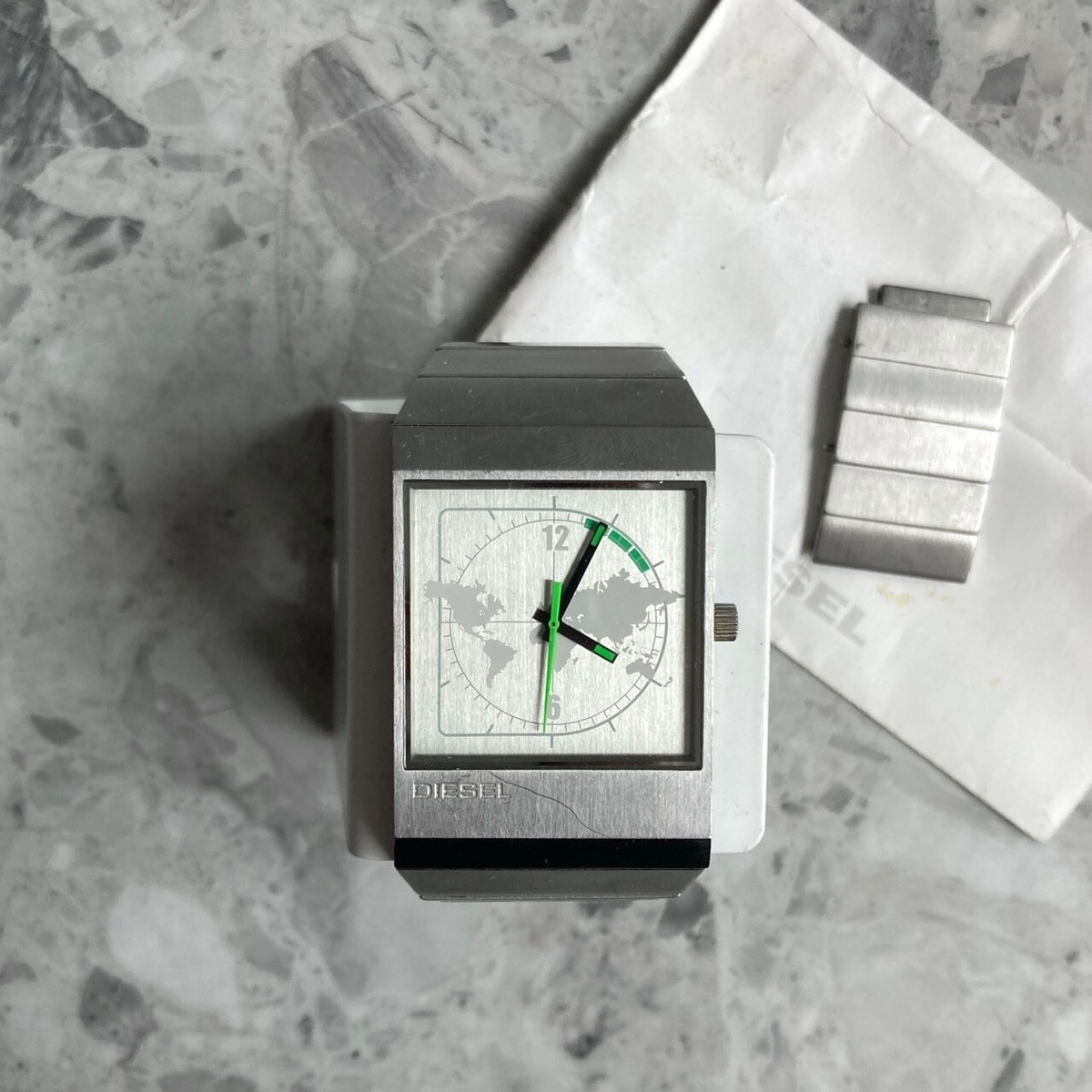 diesel 00s dz 1506 steel watch quartz analog y2k thin dial