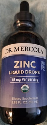 Dr. Mercola Organic Zinc Liquid Drops, 15 Mg/Serving, 3.88 Fl Oz Exp. 10/2025
