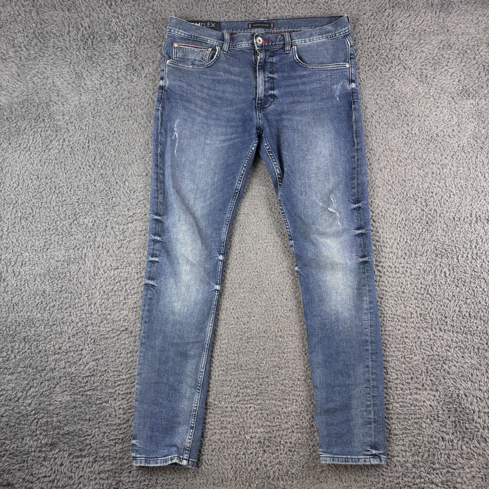 Tommy Hilfiger Mens Blue Houston Slim Tapered Jeans W32 L32 THFlex Casual Denim