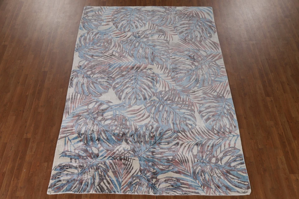 Nature Print Indian Handmade Abstract Living Room Rug 7'x10' Wool Oriental Rug - Image 2 of 4