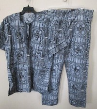 2pc Set African Short Sleeve Shirt  Pants Tribal Native African Retro Sz XL New