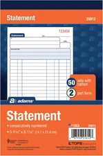 Adams All-Purpose Statement Book, 2-Part with Carbon, 5.56 X 8.44 Inches, White/