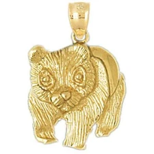 New 14k Yellow Gold Panda Bear Pendant