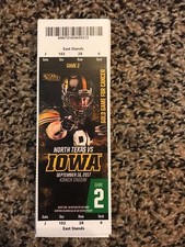 2017 IOWA HAWKEYES VS NORTH TEXAS COLLEGE FOOTBALL TICKET STUB 9/16