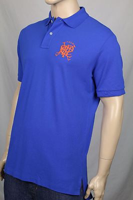 Ralph Lauren Large L Blue Mesh Polo Shirt Classic Fit Orange PRL NWT