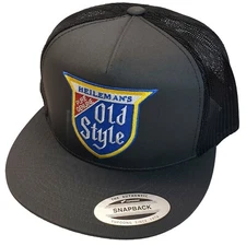 Heileman's Old Style Beer Patch Trucker Hat / YP Classics 6006 Charcoal/Black 
