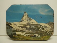 VINTAGE NESTLE CHOCOLATE BISCUIT TOFFEE TIN LITHO PICTURE SWISS ALPS PICTURE