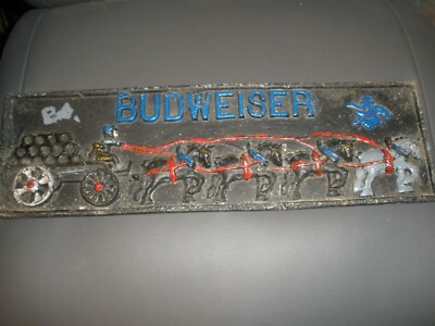 RARE Budweiser Metal Sign Wall Hanging VINTAGE 5'' x 16''